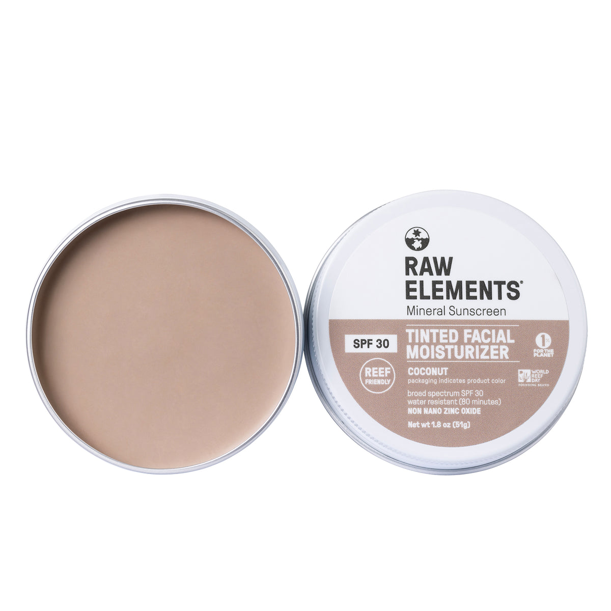 Raw Elements Tinted Face Moisturizer SPF 30 COCONUT Raw ElementsUSA